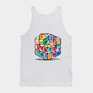 Rubic Cube Pastel shades Shadow Silhouette Anime Style Collection No. 387 Tank Top